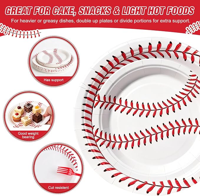 100 Pcs Disposable Baseball Party Tableware Set - Image 6