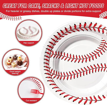 100 Pcs Disposable Baseball Party Tableware Set - Image 6