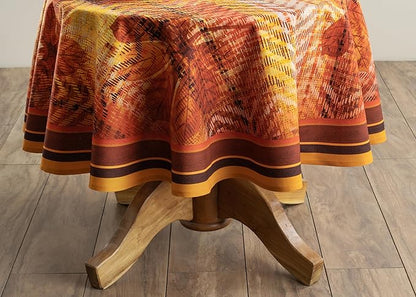 Maison d' Hermine Table Cloth Round Table 100% Cotton 63 Inches Fall Tablecloth Reusable Everyday Use for Thanksgiving Christmas Decorations Dining Farmhouse Party (Thanksgiving Tartan)