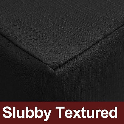HolidayIdeas 2 Pack Fitted Table Covers Rectangle - 48 x 24 Inch - Black Linen Textured Tablecloths for 4 Foot Tables, Fabric Tableclothes for Party, Wedding, Trade Show