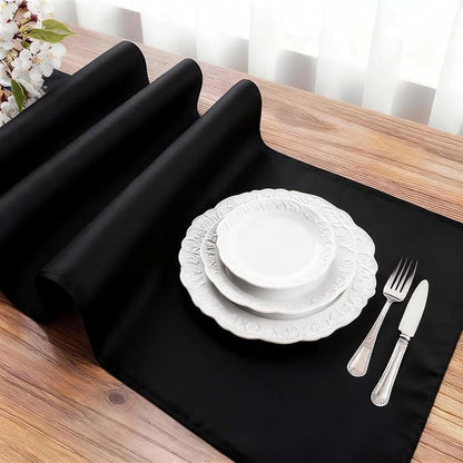 FOLINS&HOME Black Waterproof Decorative Table Runner 36 Inches Long | 210GSM - Image 3