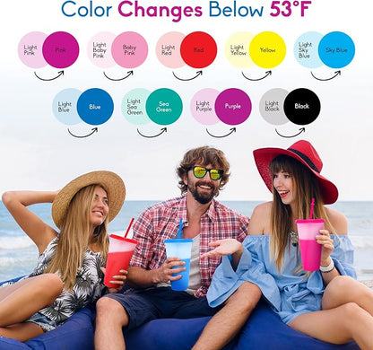 Color Changing Cups with Lids and Straws 12pcs, 24Oz - Image 3