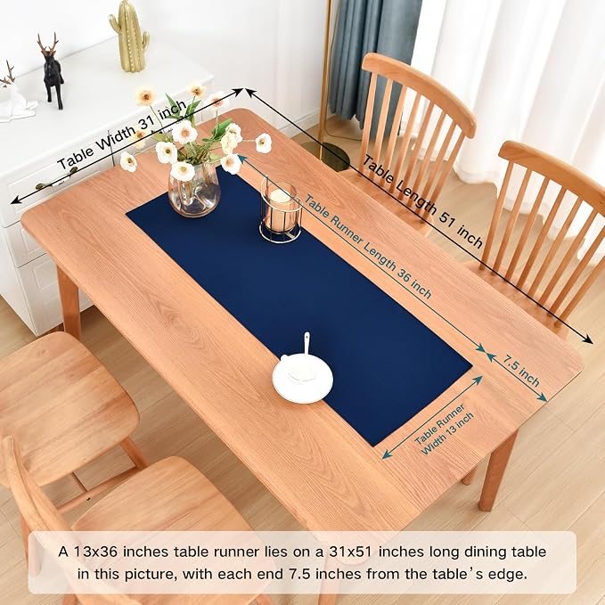 Faux Linen Small Table Runner Water Resistant 13 x 36 in, Coffee Table Runner - Image 2