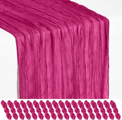 Showgeous 18 Pack Fuschia Cheesecloth Table Runner, 17 x 108 Inches | Boho by Showgeous