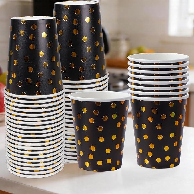 120 Pack Black And Gold Paper Cups-9 oz Disposable Paper Cups - Image 5