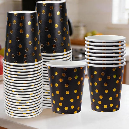 120 Pack Black And Gold Paper Cups-9 oz Disposable Paper Cups - Image 5