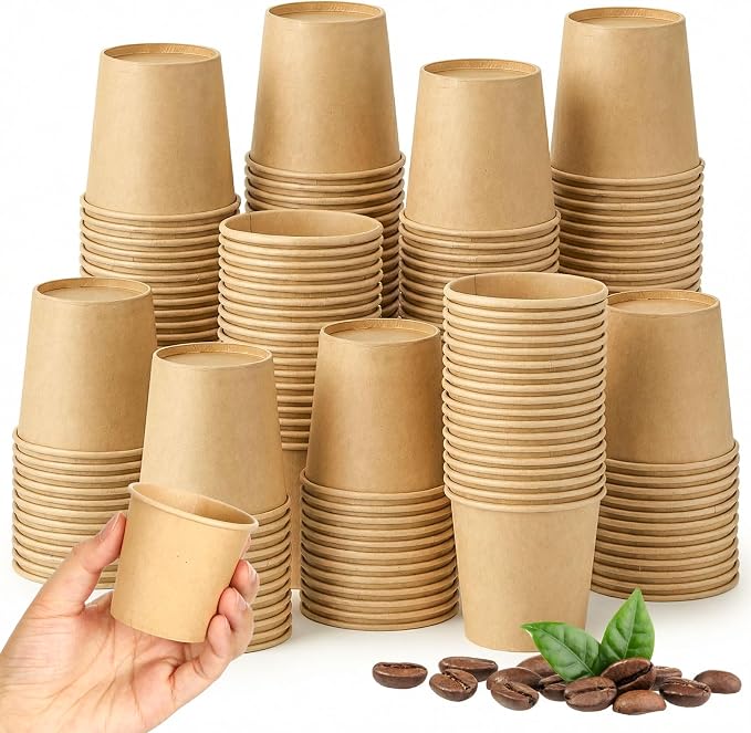 100 Pack 4oz Mini Coffee Cups Disposable Paper Cups Hot or Cold Beverage Cup by Unknown