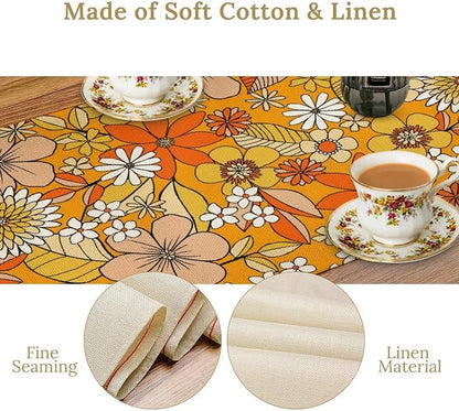Floral Table Runner Retro 70s Hippie Daisy Flower Peace Love Birthday Party - Image 4
