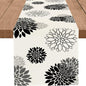 Black Gray Table Runner Dahlia Pinnata Flower Beige Table Runners Modern by WHOMEAF