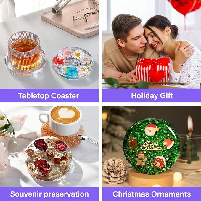 HeyClear Silicone Molds for Resin Coasters 6-Cavity Round Epoxy Resin Molds | - Image 7