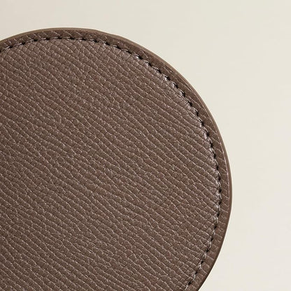 OLETHA Aesthetic Round Drink Coasters, Tan | Faux leather coasters - Image 3