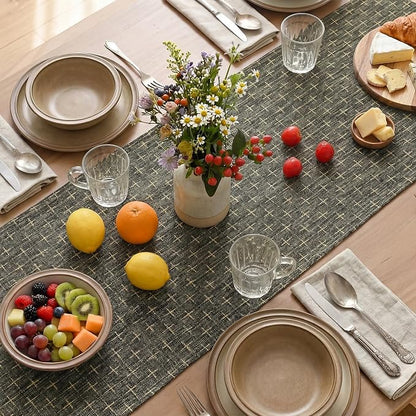 Artoid Mode Dark Grey Cross-Star Textured Table Runner, Seasonal Waterproof - Image 4
