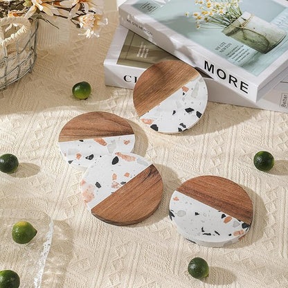 Drink Acacia Wood-Marble Coasters Set of 4, Cup Coaster - Image 7