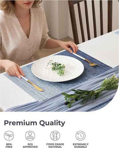 Leetaltree Gradient Blue Woven Placemats Set of 24 - Image 6