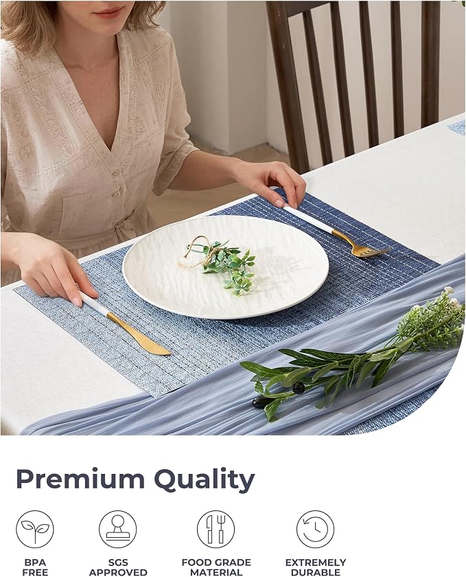 Leetaltree Gradient Blue Woven Placemats Set of 12 - Image 6