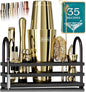 BARE BARREL® Mixology Bartender Kit Bar Set | 14-Piece Cocktail Shaker Set | Martini Barware Mixing Tools for Home Bartending | 35 Recipe Cards | Gift Set (28oz Boston Shaker, Gold/Black)