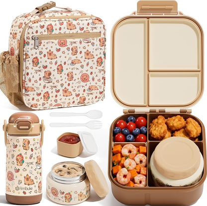 Fimibuke Kids Bento Lunch Box w/Insulated Water Bottle, Lunch Bag & Thermo | by Fimibuke