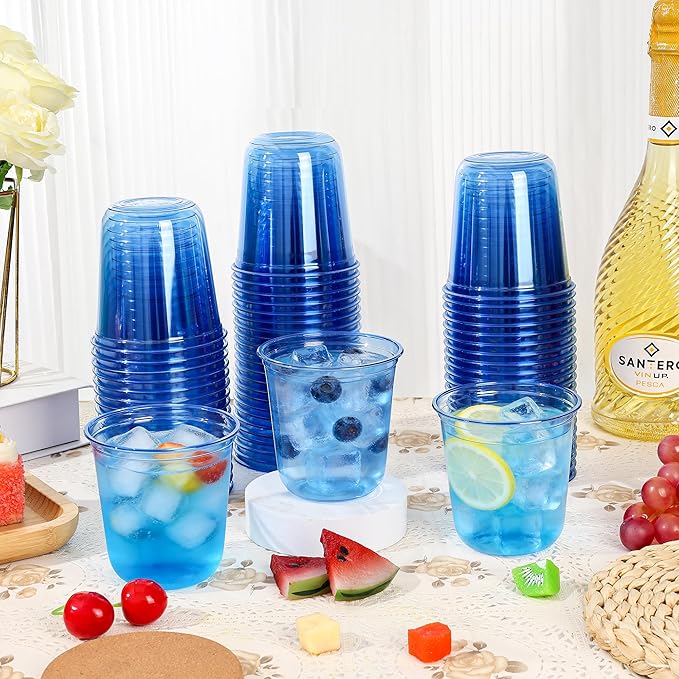 KesaPlan 50Pcs 12oz Blue Plastic Party Cups, Disposable Wine Cocktail Cups | - Image 3