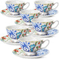 BTaT- Floral Tea Cups and Saucers, 8 oz, Fine Porcelain Teacup Set by BrewToATea
