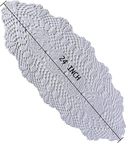 Phantomon Oval Lace Table Runner Doilies Floral Table Scarf Furniture Cloth - Image 5