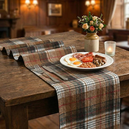 Artoid Mode Coffee Brown Farmhouse Plaid Retro Fall Table Runner, Thanksgiving - Image 6