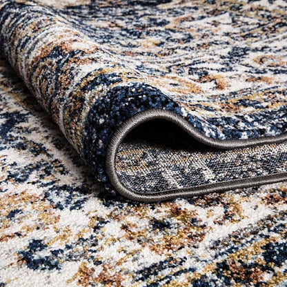 Keen Home Design Area Rugs - Non-Shedding, Thick Pile Abstract Rugs for Kitchen, Living Room, Bedroom, Dining Room, Entryway (Mamluk Blue/Cream/Beige, 2'8" x 9'11")
