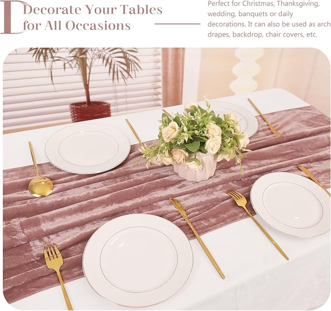 Velvet Table Runner 20 x 120 Inches 10ft Luxurious Thick Soft Velvet - Image 5