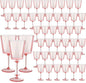 48 PCS Pink Plastic Wine Glasses with Removable Stems 13.5 Oz Pink Ribbed Wine Glasses Square White Wine Glass Muted Pastel Colors Goblets Elegant Fluted Glassware for Wedding Anniversary Birthday