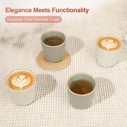 6.7 Ounce Janpanese Tea Cup Set of 4, Handle-less Espresso Cups Set - Image 4