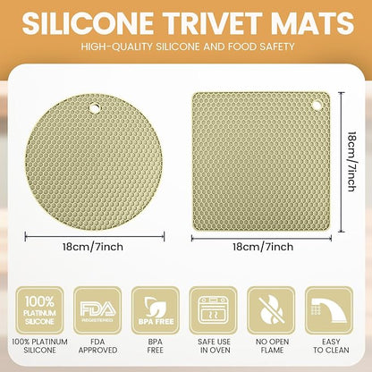 Silicone Trivet Mats 4 Heat Resistant Pot Holders Multipurpose Non-Slip Hot Pads - Image 2