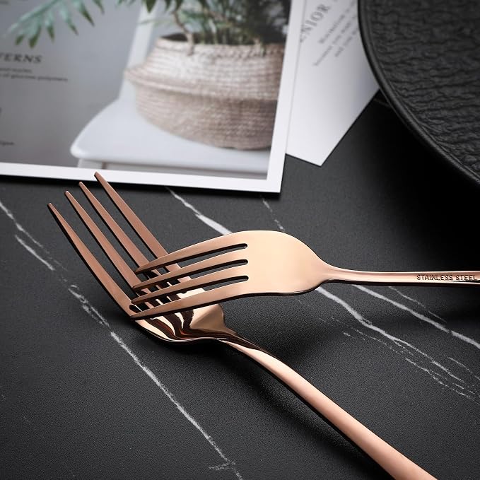 VANDBAO Coppery Flatware Cutlery Silverware Set 20 Pieces, Stainless Steel - Image 7