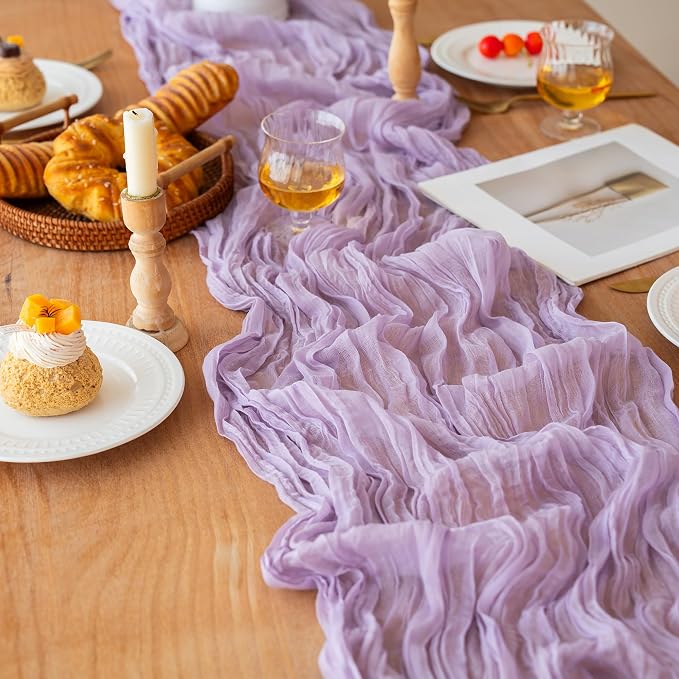 Lilac Cheesecloth Table Runner Wedding Baby Shower Home Boho Decor | 35x120 - Image 6