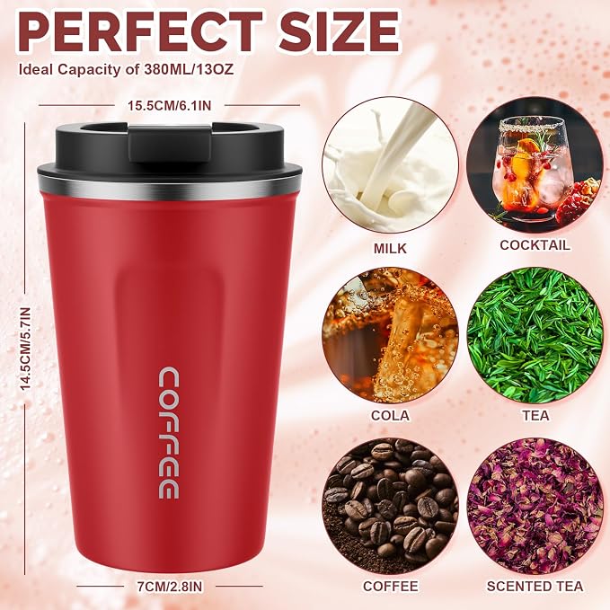 MOMSIV 12oz Travel Coffee Mug, Insulated Coffee Cup - Image 2