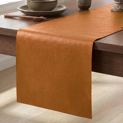 Artoid Mode Rust Double Sided Vinyl Faux Leather Table Runner, Seasonal by ArtoidMode