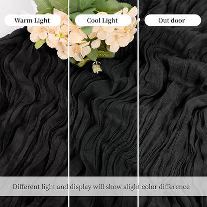 3 Pack Black Cheesecloth Table Runner, 17 x 108 Inch, Gauze Cheese Cloth Table - Image 6