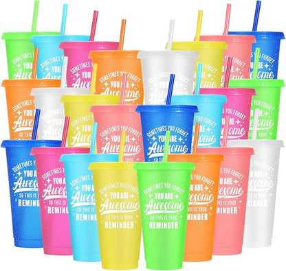 24 Pack Plastic Tumblers with Lids and Straws, Sometime You Forget You Are by LEIFEOSH