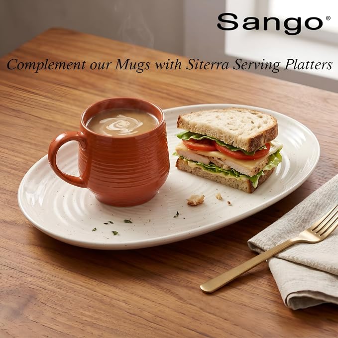 Sango 17.5 oz Stoneware Coffee Mugs Set of 4, Rustic Ceramic Mug - Image 7