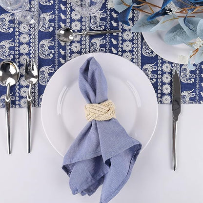 Cotton Jute Napkin Rings Handmade Braided Burlap Napkin Ring Set of 8, Natural - Image 7