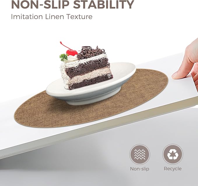 13" Round Placemats Set of 12, Reversible Faux Leather Heat Resistant Table Mats - Image 4