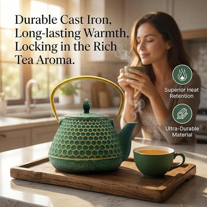 Cast Iron Tea Kettle, Japanese Tetsubin Teapot Coated - Image 3