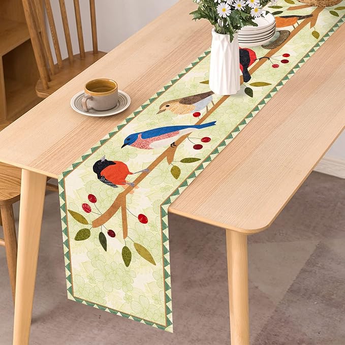Seliem Summer Birds Tree Branches Table Runner, Cardinal Home Kitchen | Dining - Image 5