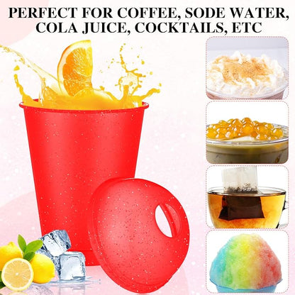 6 Set Slushie Cups with Dome Lids and Straws Detachable Spoon Straws Reusable - Image 5