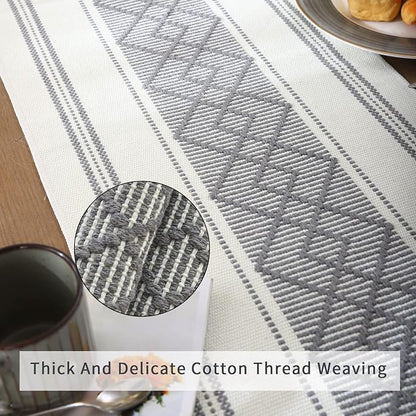 Woven Table Runner Farmhouse Style, Boho Table Runner 72 inches Long - Image 3