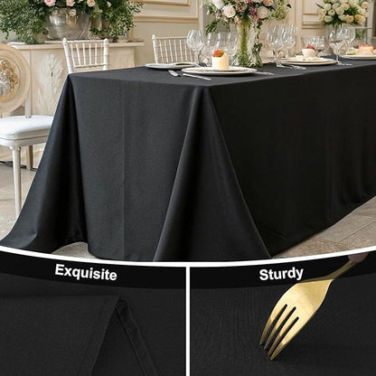 Smiry 4 Pack Round Table Cloth, Waterproof Anti-Scratch Polyester Tablecloth, Decorative Washable Fabric Table Cover for Dining, Buffet, Parties and Outdoor, 60x60, Black