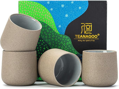 TEANAGOO Japanese Tea Cups Set of 4pcs, 6.9oz/205ml Elegant Ceramic Matcha Cups by TEANAGOO