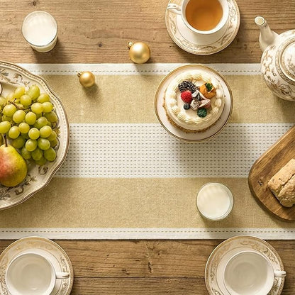 Artoid Mode Light Yellow Farmhouse Rustic Table Runner, Seasonal Macrame Fabric - Image 3