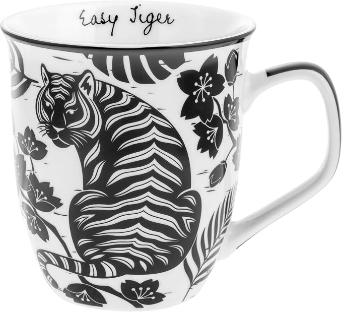 Karma Gifts 14 oz Black and White Boho Mug Tiger by KarmaGifts
