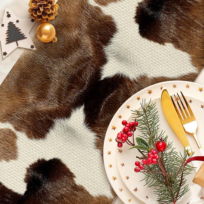 Cow Print Table Runner Seasonal Spring Fall Kitchen Dining Linen Table - Image 4