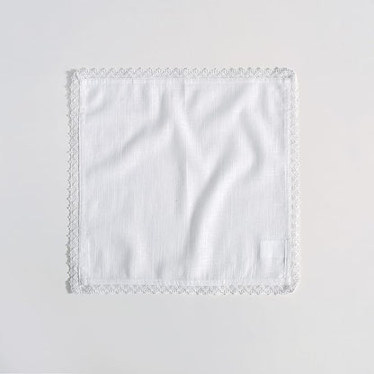 FINGERCRAFT Dinner Cloth Napkins in 100% Cotton, 12 Pieces Small Table Napkin Cloth,12 inches, Mitered Corners for Every Day Use Christmas Napkins Cloth Good Absorbency Lace White