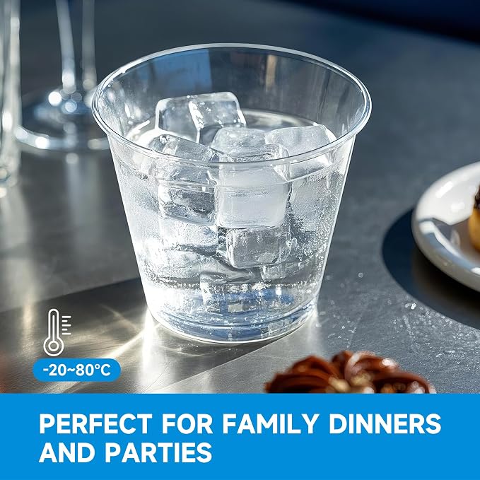 RACETOP 9 oz Clear Plastic Cups 100 packs, Disposable Plastic Party Cups - Image 9